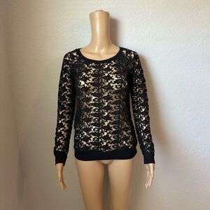 INC International Concepts Black Lace Top